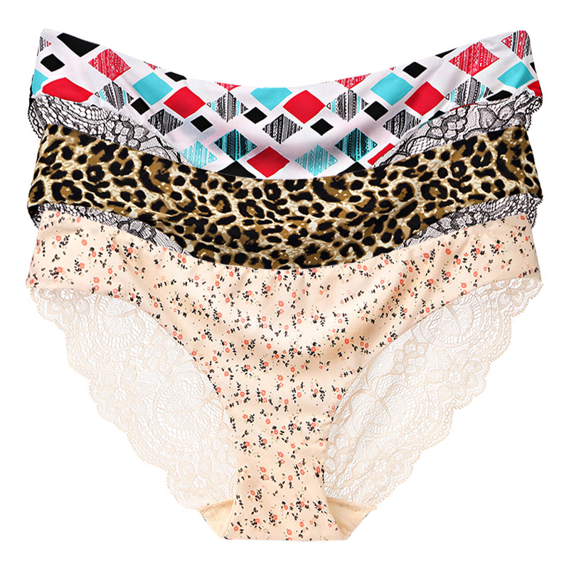 AOFEIQIKE Quần lót lụa rỗng mềm cạp thấp thoáng khí liền mạch họa tiết da báo gợi cảm cỡ S-XXL cho nữ