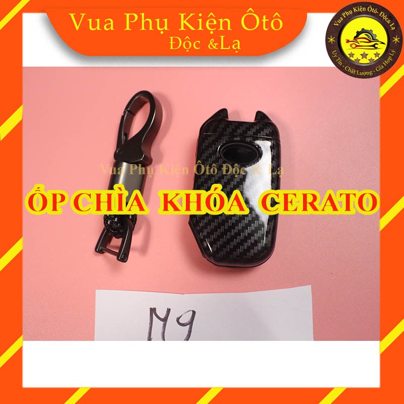 Ốp chìa khóa Kia Cerato 2016-2018, 2019-2020-bọc chìa khóa vân carbon cho xe ô tô M9