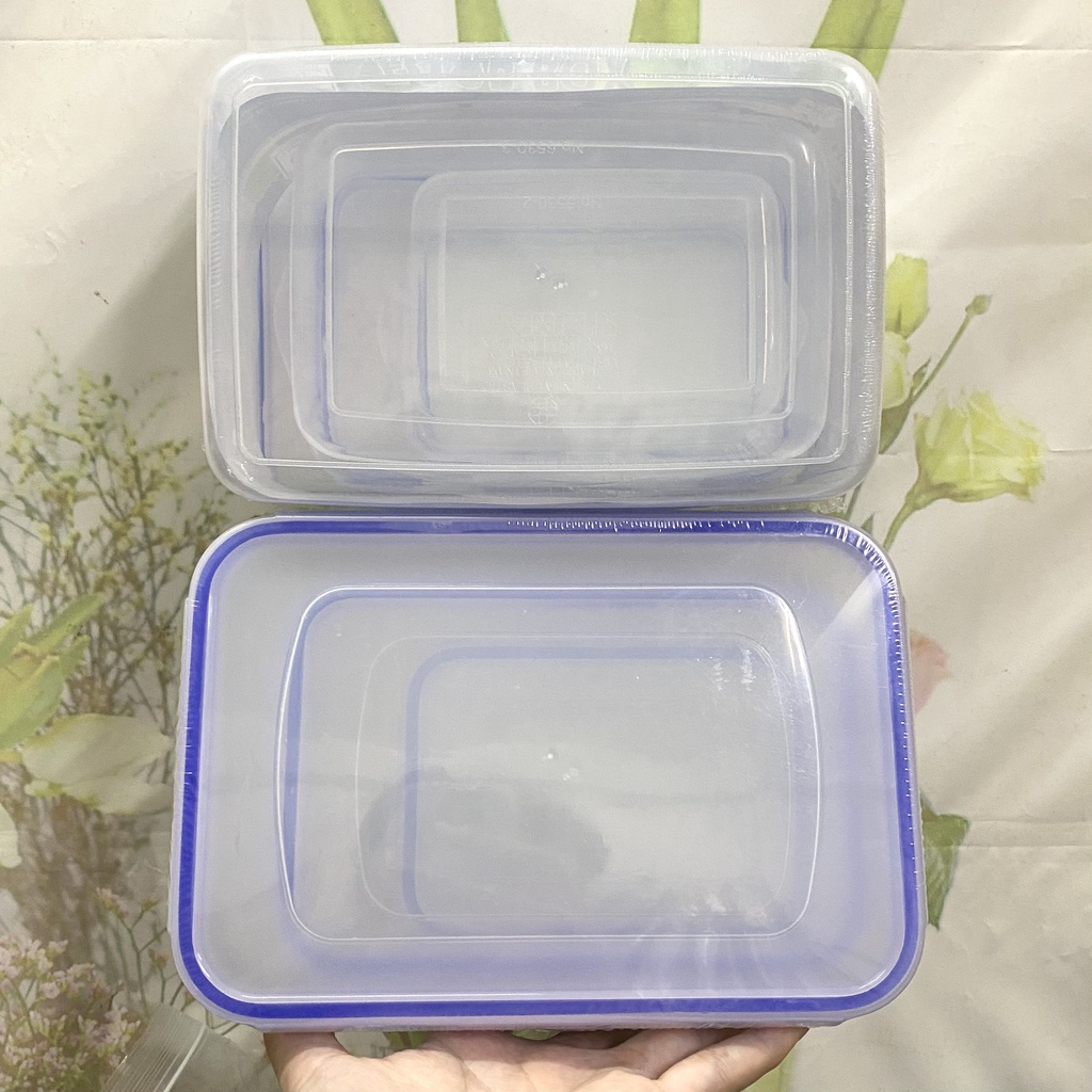 Bộ 3 hộp đựng thực phẩm có nắp 6530 Nhựa Việt Nhật cao cấp ZA22