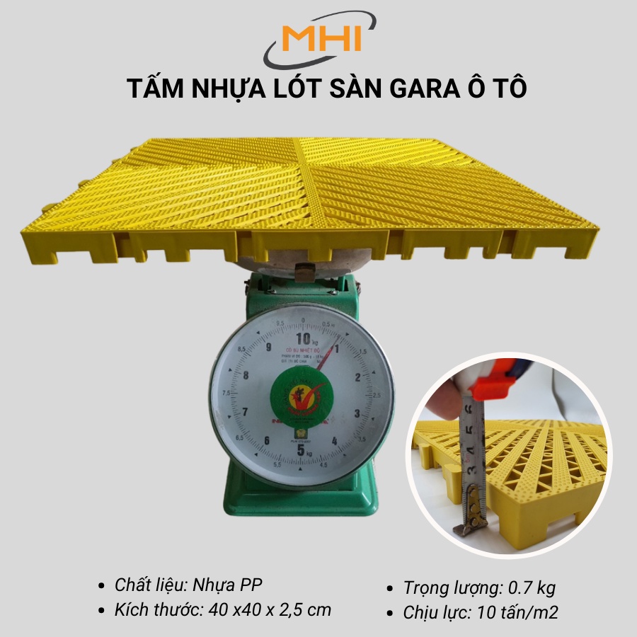 Vỉ nhựa lót sàn Gara ôtô MHI, tấm nhựa PP chịu lực, rửa xe cho gara ô tô / trung tâm chăm sóc xe ô tô