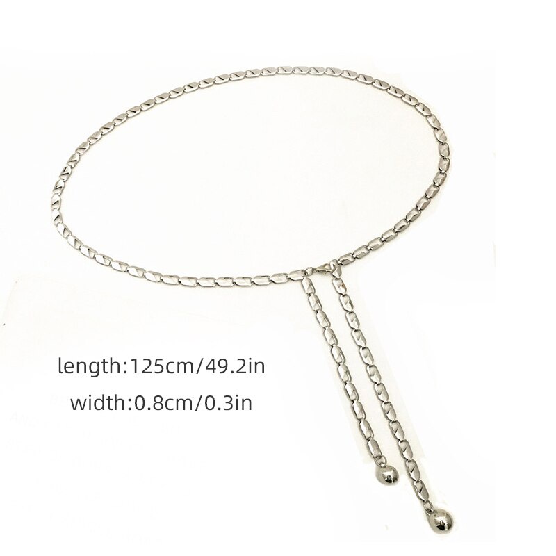 Dây Thắt Lưng Mỏng Bằng Kim Loại Màu Vàng Bạc Có Thể Điều Chỉnh Phối Đầm Thời Trang Cho Nữ