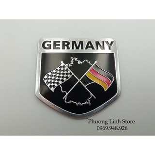 Tem cờ Germany Racing tem nhôm dán xe oto sticker cờ các nước Logo cờ nước Đức