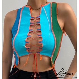 Áo Thun Croptop Không Tay Màu Sắc Tươi Sáng Gợi Cảm Cho Nữ