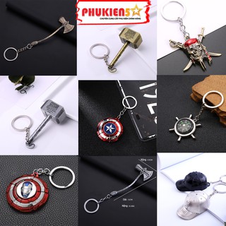 Móc Khóa Biệt Đội Siêu Anh Hùng, Cướp Biển Caribbean, búa rìu Thor, mũ Pubg, vô lăng La bàn cực đẹp