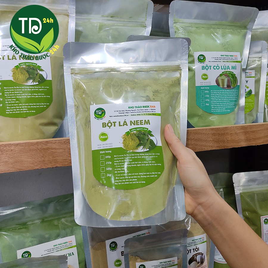 Bột lá Neem Ấn Độ sấy lạnh, se khít lỗ chân lông, chống lão hóa, kiềm dầu &amp; làm mịn da, trắng hồng tự nhiên I KTD 24h