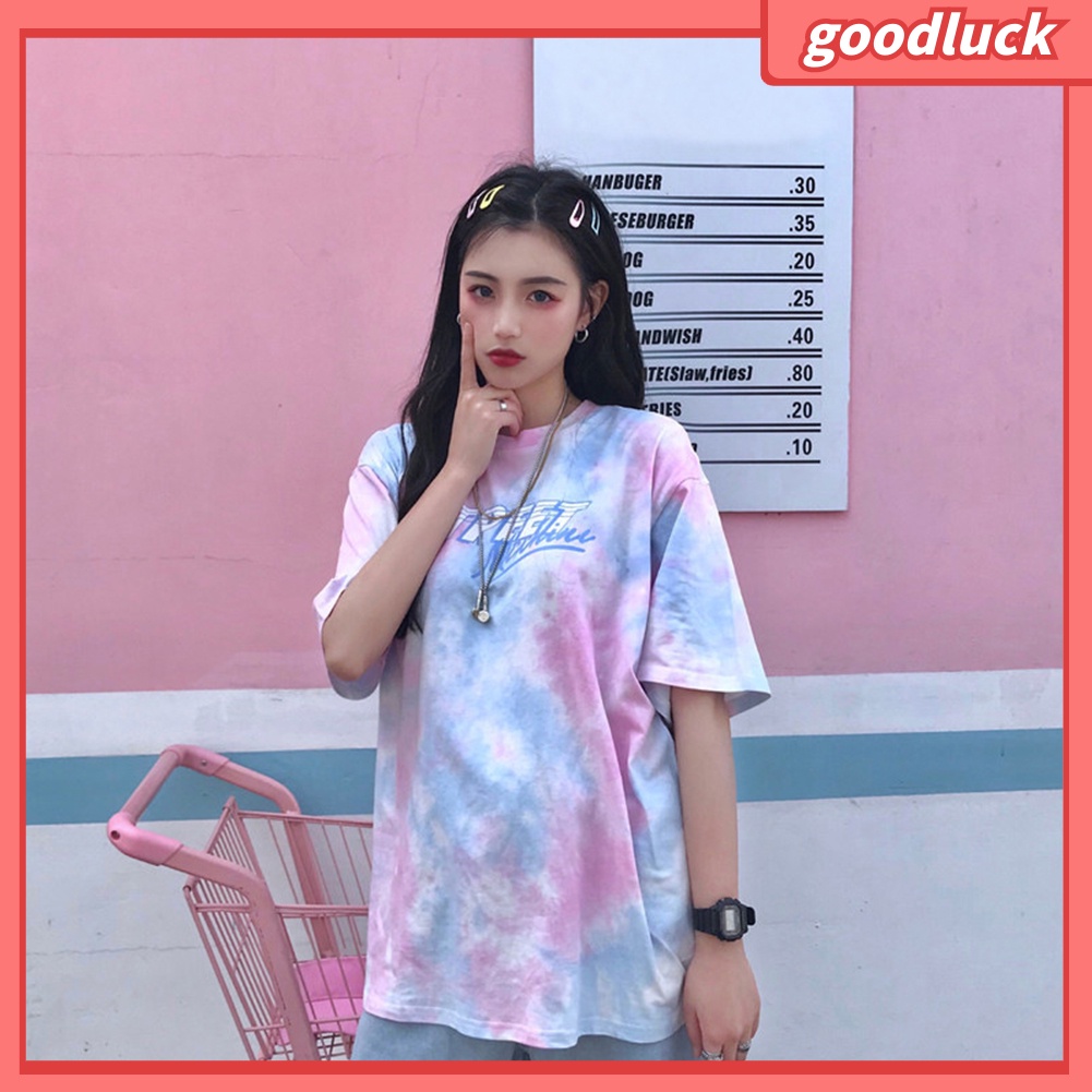 Áo thun tay ngắn nữ Tay Ngắn Cổ Tròn Phối Màu