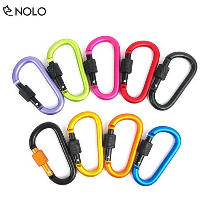 Combo 3 Móc Khóa Carabiner Chữ D Nhiều Màu Chất Liệu Hợp Kim Kẽm Chịu Lực Tốt