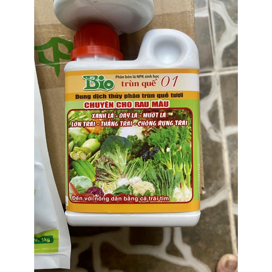 Phân bón rau hữu cơ (dịch trùn quế, phân gà 1kg, 30-10-10)