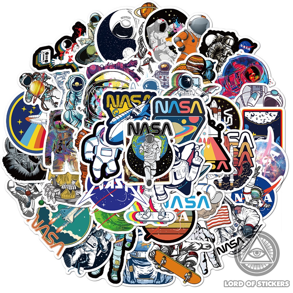 Set 50 Hình Dán Sticker NASA Chủ Đề Không Gian Vũ Trụ Cute Chống Thấm Nước Trang Trí Mũ Bảo Hiểm, Laptop, Ván Trượt, Sổ