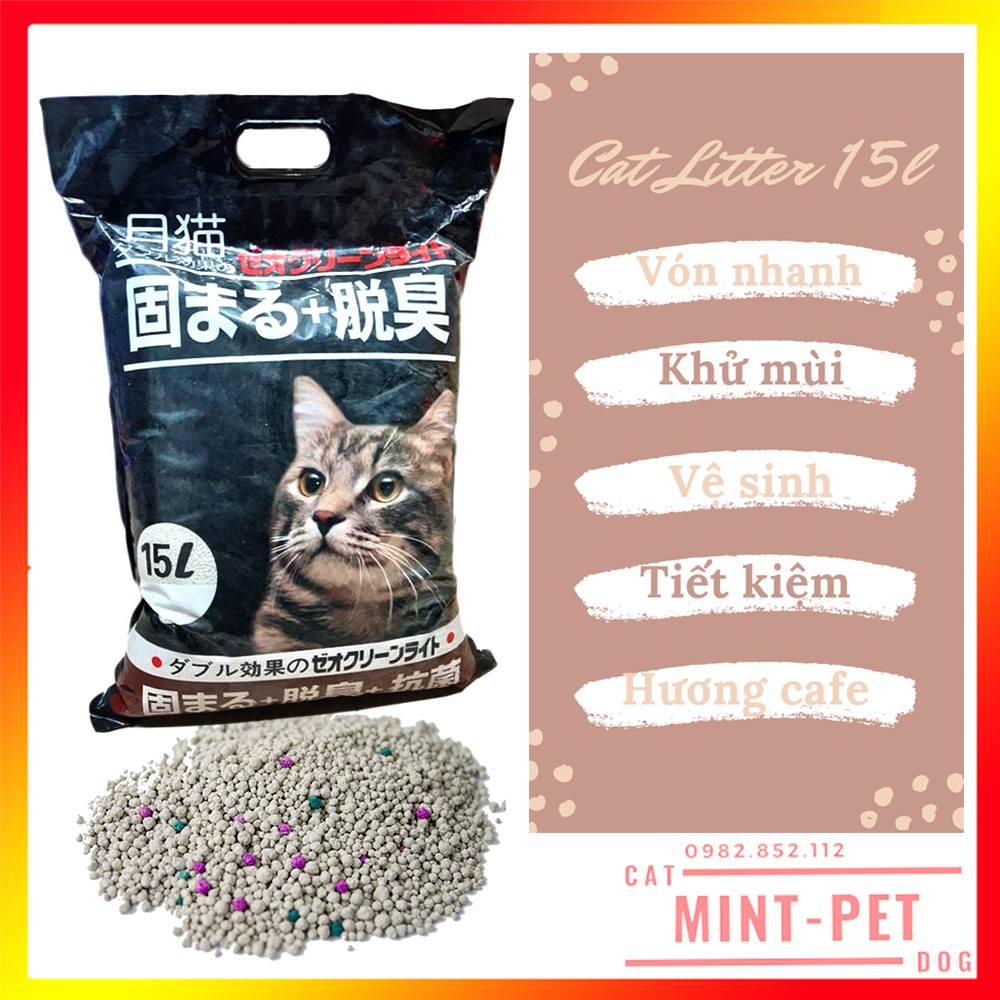 Cát Vệ Sinh Cho Mèo Dạng Hạt Betonite - Túi 15L #MintPet