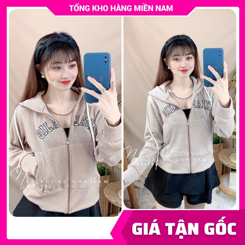 Áo khoác chống nắng nữ chất thun gân tăm mềm mát co giãn lên phom ôm dáng thêu chữ dễ thương MT1981 TP116
