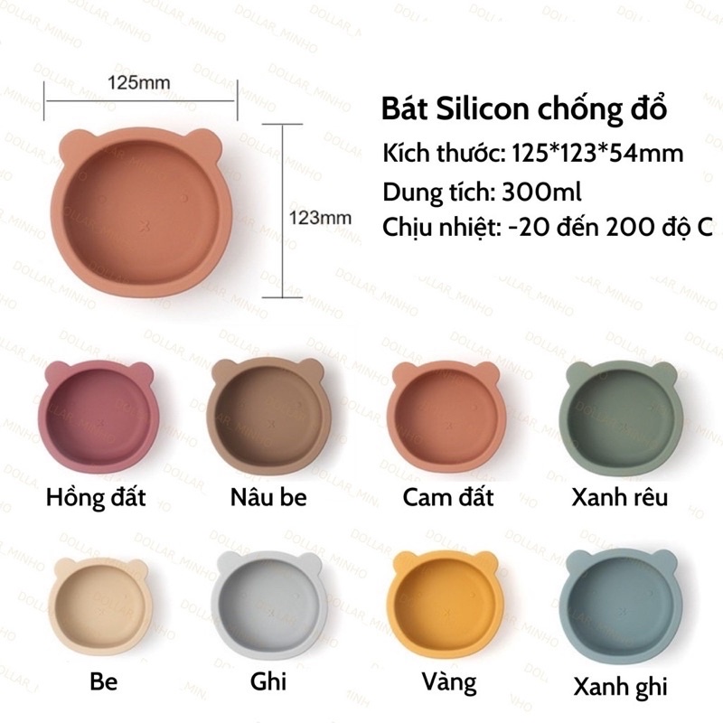 Set ăn dặm silicon cao cấp có đế hít chống đổ