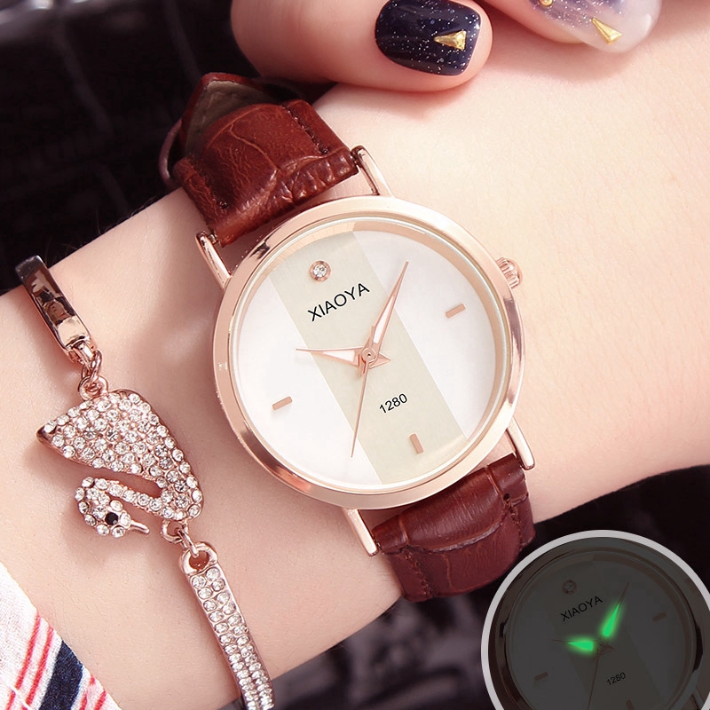 Đồng hồ đeo tay XIAOYA 1280 dây bằng da cho nữ