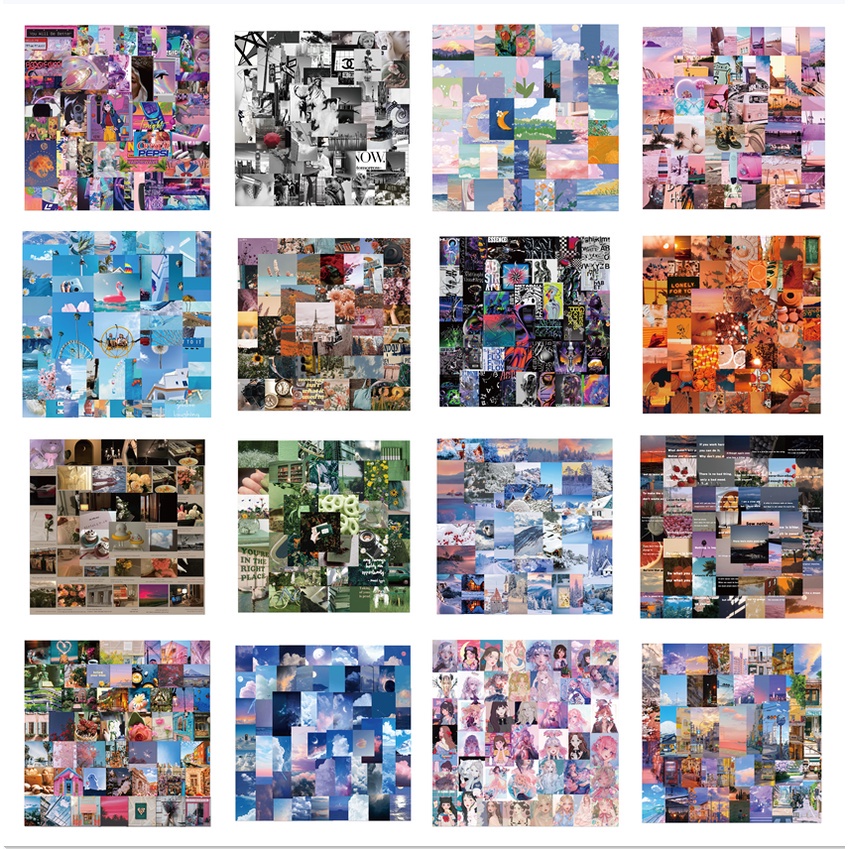 Set 40/50/62 hình dán trang trí nghệ thuật 23 kiểu tùy chọn cho tủ lạnh laptop điện thoại