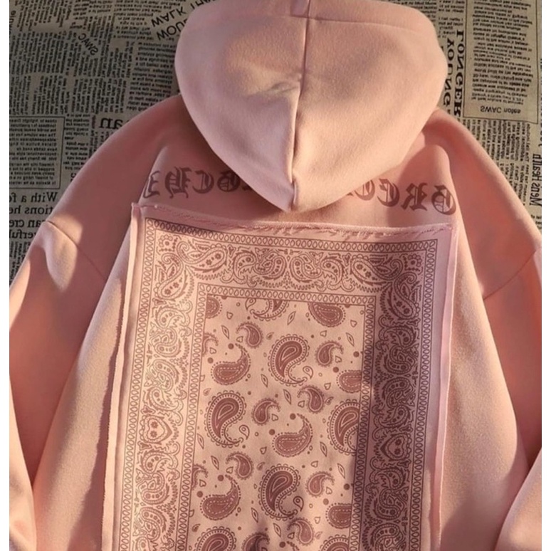 Áo hoodies chất nỉ ngoại màu hồng thêu sau | BigBuy360 - bigbuy360.vn