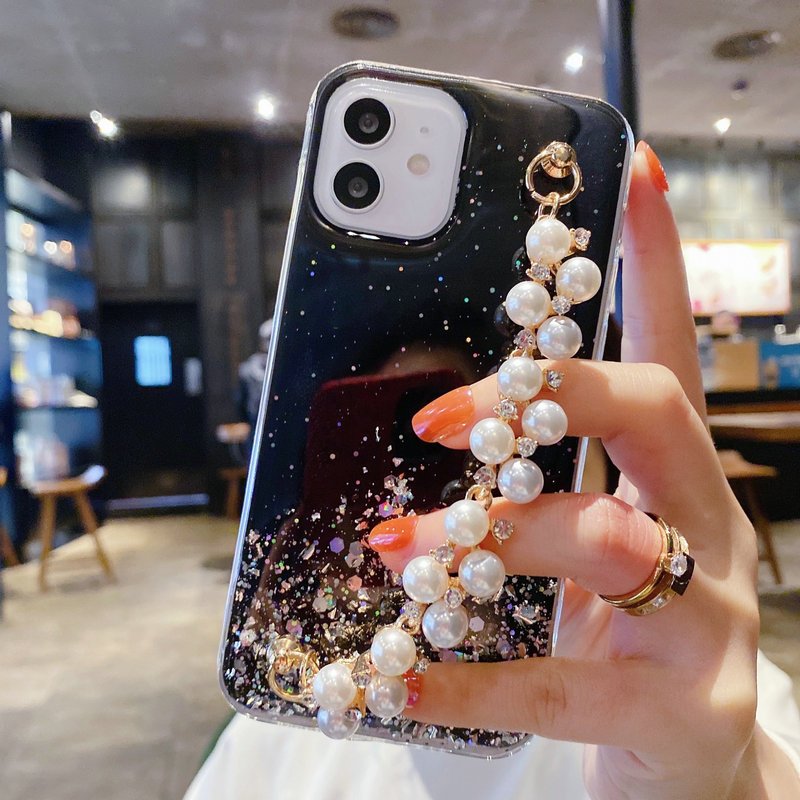 HUAWEI Y6 Y9 Y7 Prime Y5 2019 Honor 7X 8X Nova 7i 3i 3e 5T Glitter Crystal Silicone Soft TPU Case Full Cover + Pearl Bracelet AW