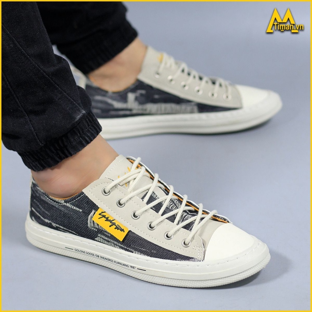 Giày thể thao nam sneaker cổ cao chất liệu da màu đen đế cao cao cấp độn đế đẹp bảo hành 1 năm SH39 TIMAN