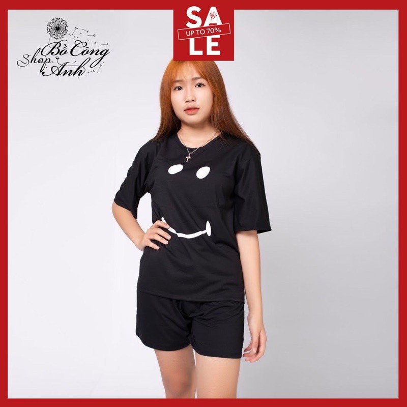 [Mã WASKT410K giảm 10K đơn 50K] Đồ bộ mặc nhà quần đùi áo in mặt cười dễ thương