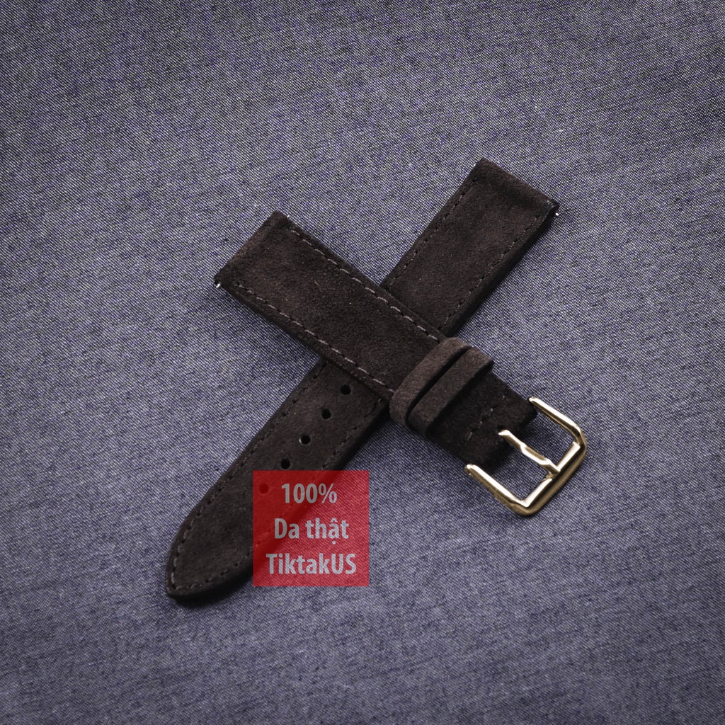 Dây đồng hồ nam da bò , da lộn Vintage khóa thép mạ vàng hồng Rose Gold, nhiều màu, đủ size cho đồng hồ Thụy Sĩ, đồng hồ