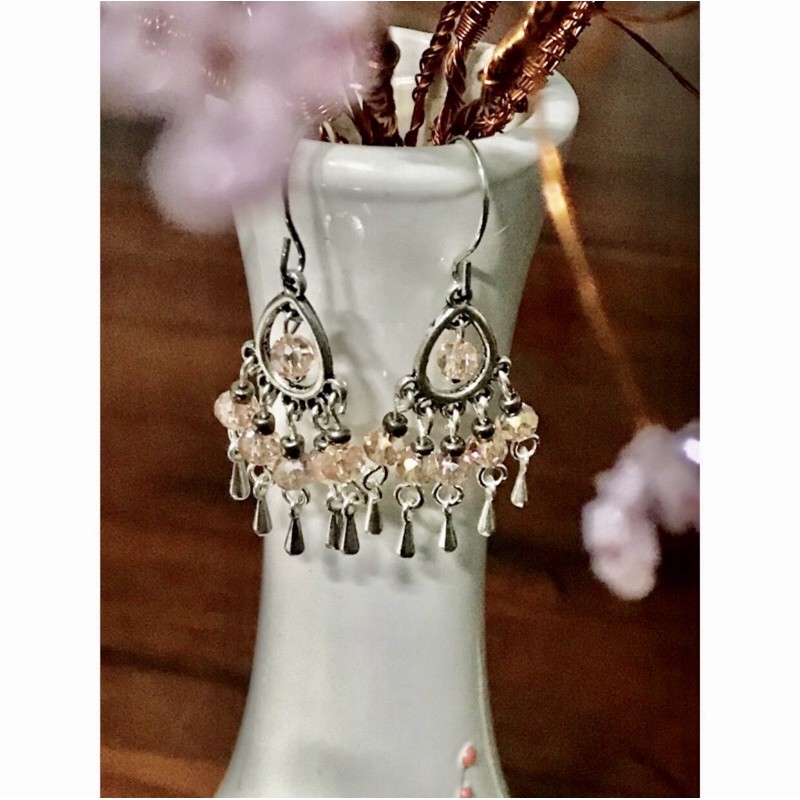 Hoa tai pha lê HandMade phong cách retro