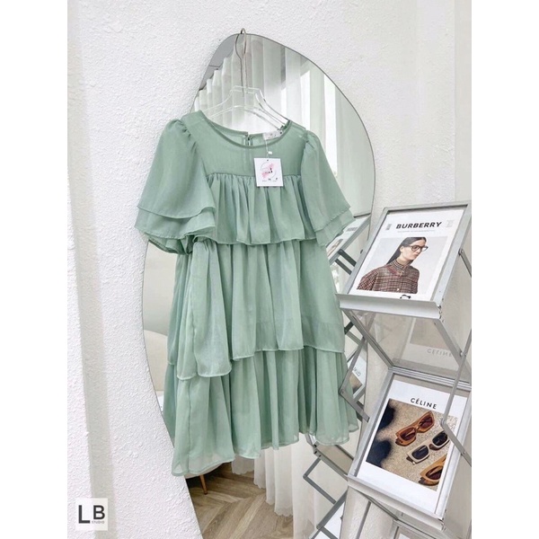 Váy bầu đầm bầu váy suông MAMADRESS thiết kế chất voan tơ mềm mại 2 lớp mặc đi tiệc đi dạo tiểu thư sang chảnh