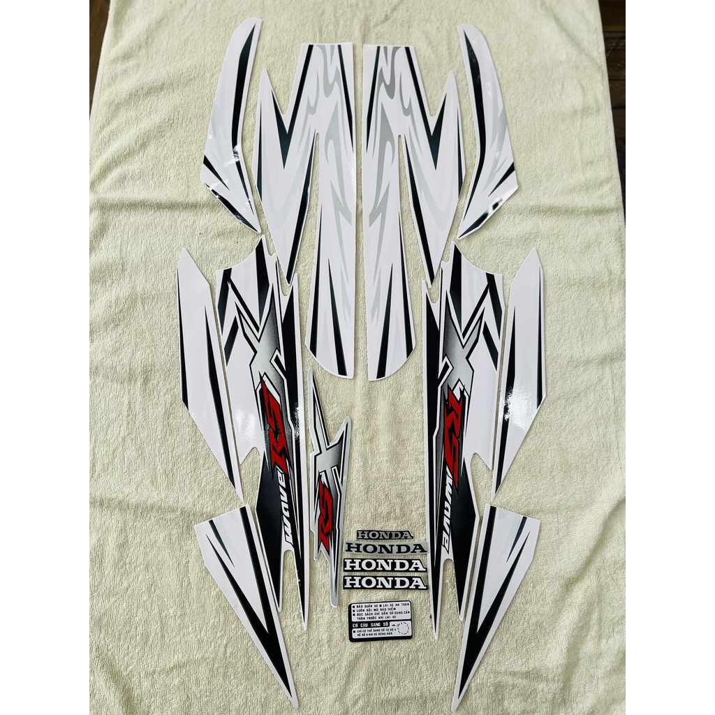 Bộ tem decal dán xe máy Honda Rsx 2010 màu trắng zin thái siêu đẹp