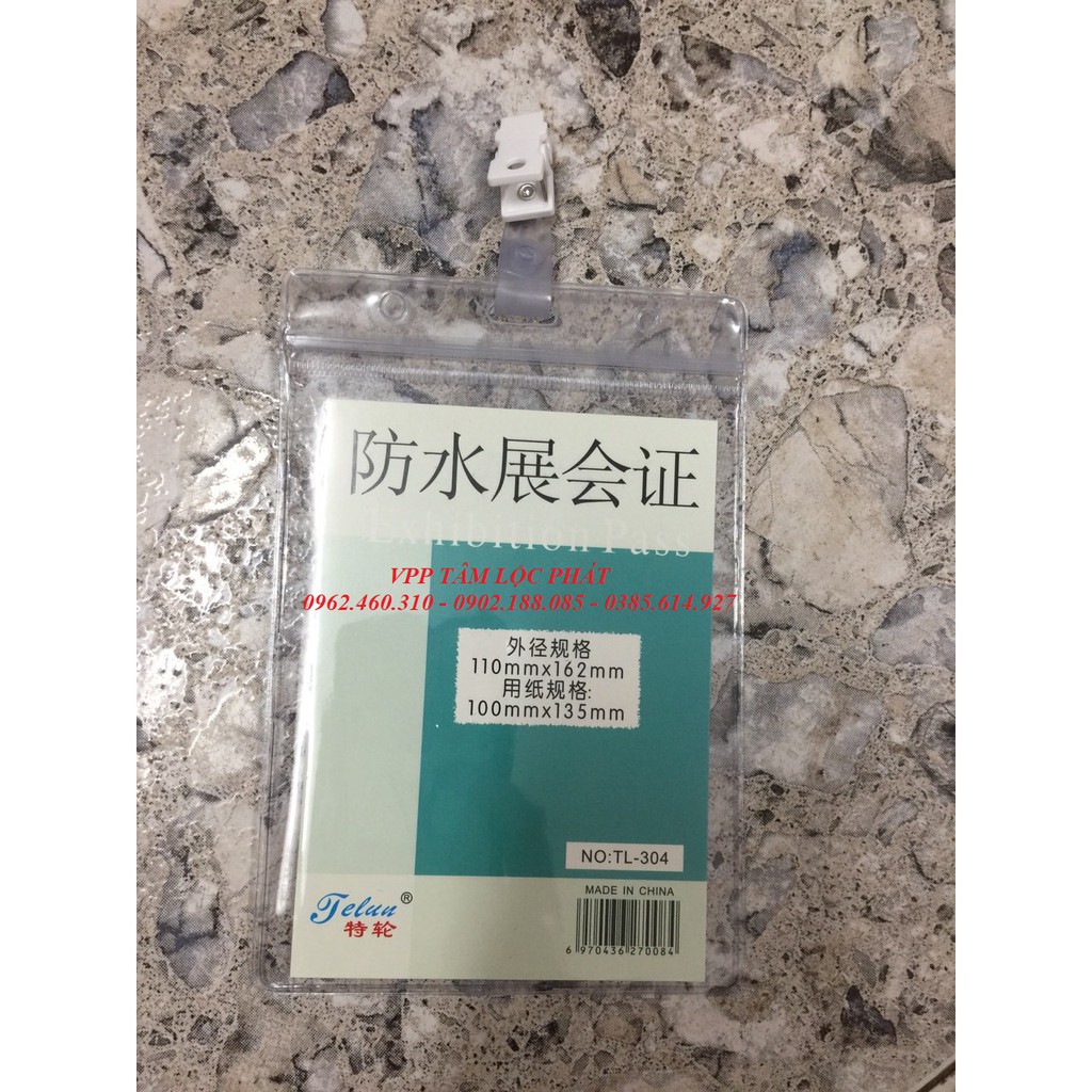SỈ 100 BAO THẺ TÊN 304  chống thấm nước, KT 110*162mm - Thẻ đeo nhân viên