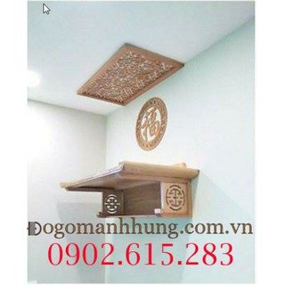 Combo bàn thờ treo tường - Gỗ sồi tặng tấm chống ám khói và chữ phúc tròn mẫu 03 giá xưởng, chất gỗ đẹp