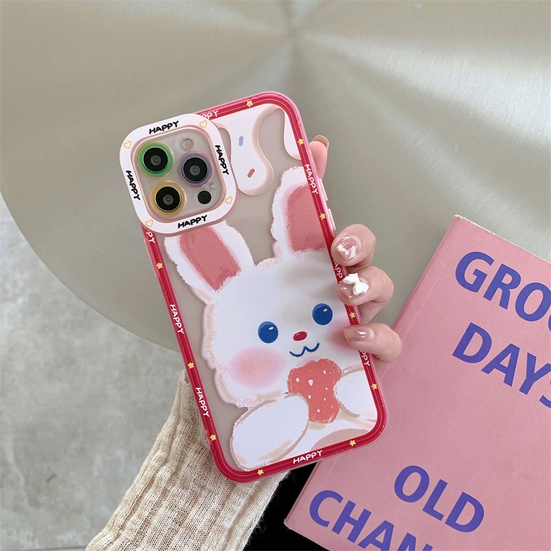 Ốp Điện Thoại Silicone In Hình Thỏ Hồng Đáng Yêu Cho IPhone 11 12 13 Pro Max X Xs Xr Max 7 8plus