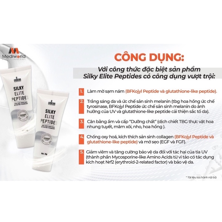SILKY ELITE PEPTIDES | Gel siêu dưỡng ẩm, sáng da, hỗ trợ làm mờ sạm nám