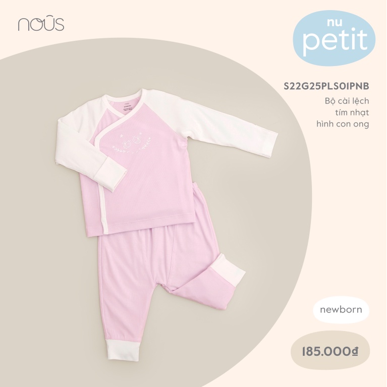 [FULL]Bộ Quần Áo Sơ Sinh Nous Cài Thẳng Nous+Cài Lệch Body có Tất Chất Petit Size