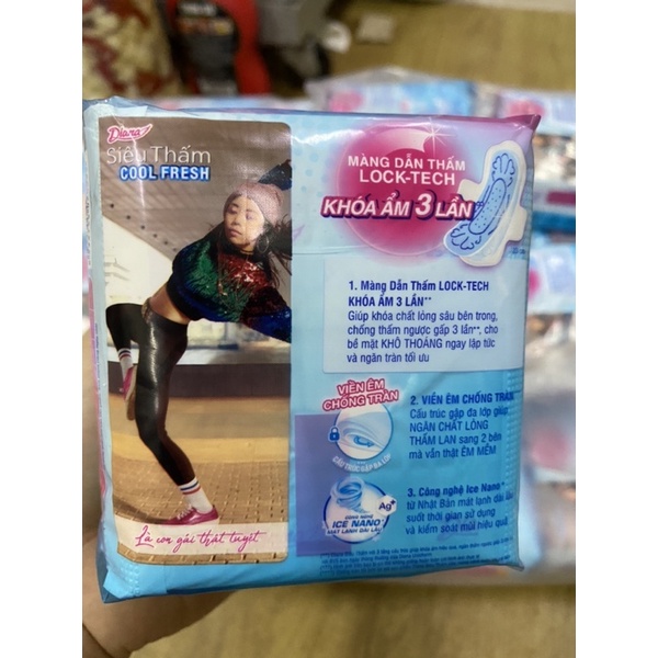 Băng vệ sinh Diana Sensi Cool Fresh siêu 8m/ 1 gói ( có cánh)