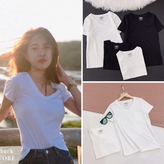 ÁO THUN PULL BEAR CỔ TIM BASIC TRƠN CÓ TÚI