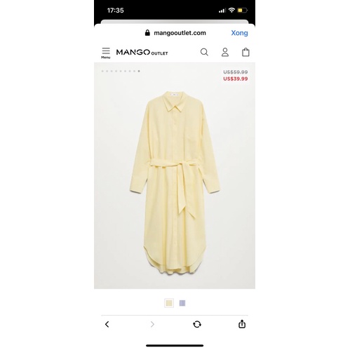 Thanh lý váy auth Mango màu vàng size S