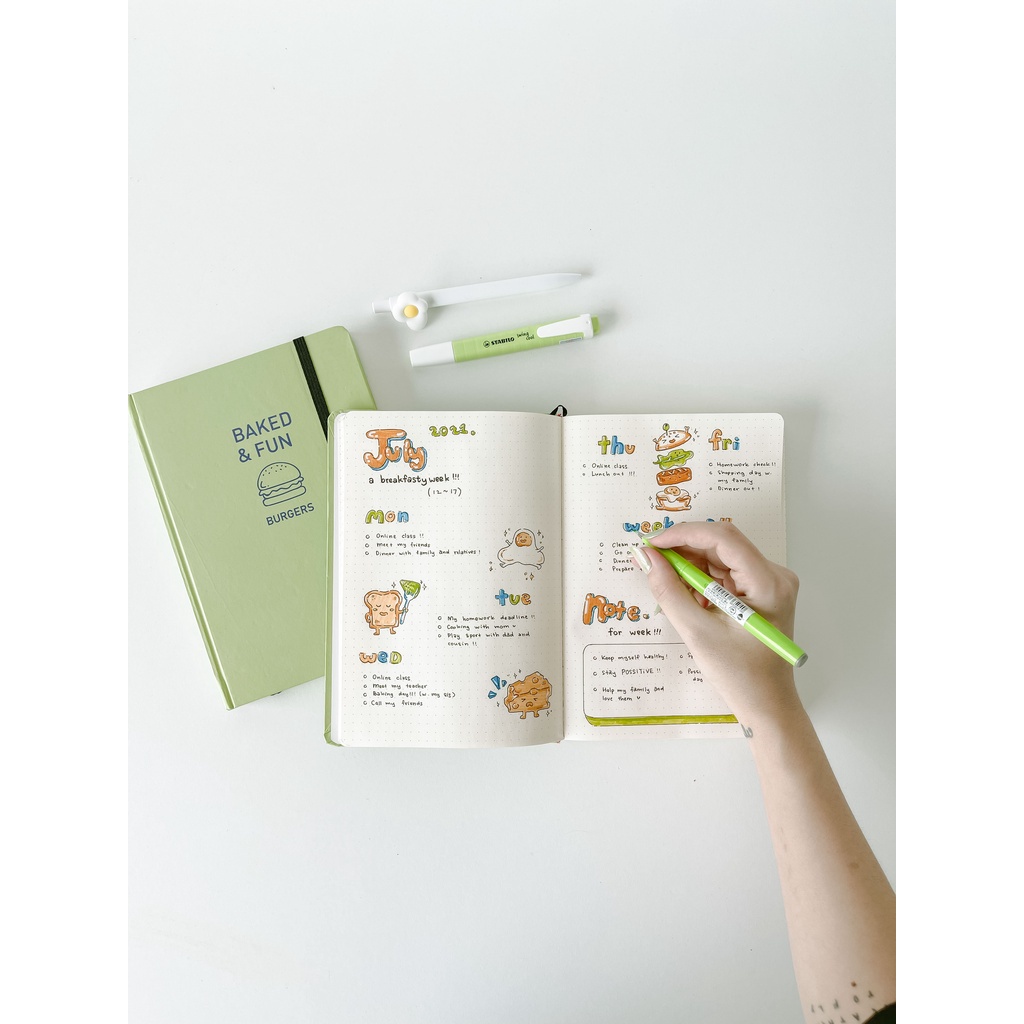 Sổ tay dotgrid 100gsm A5 Crabit - Baked&Fun, sổ ghi chép, làm bullet journal