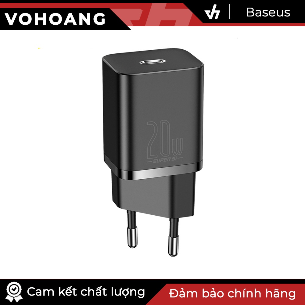 Sạc nhanh PD 20W Baseus Super Si cổng sạc Type-C, PD 20W, QC 3.0, chân tròn