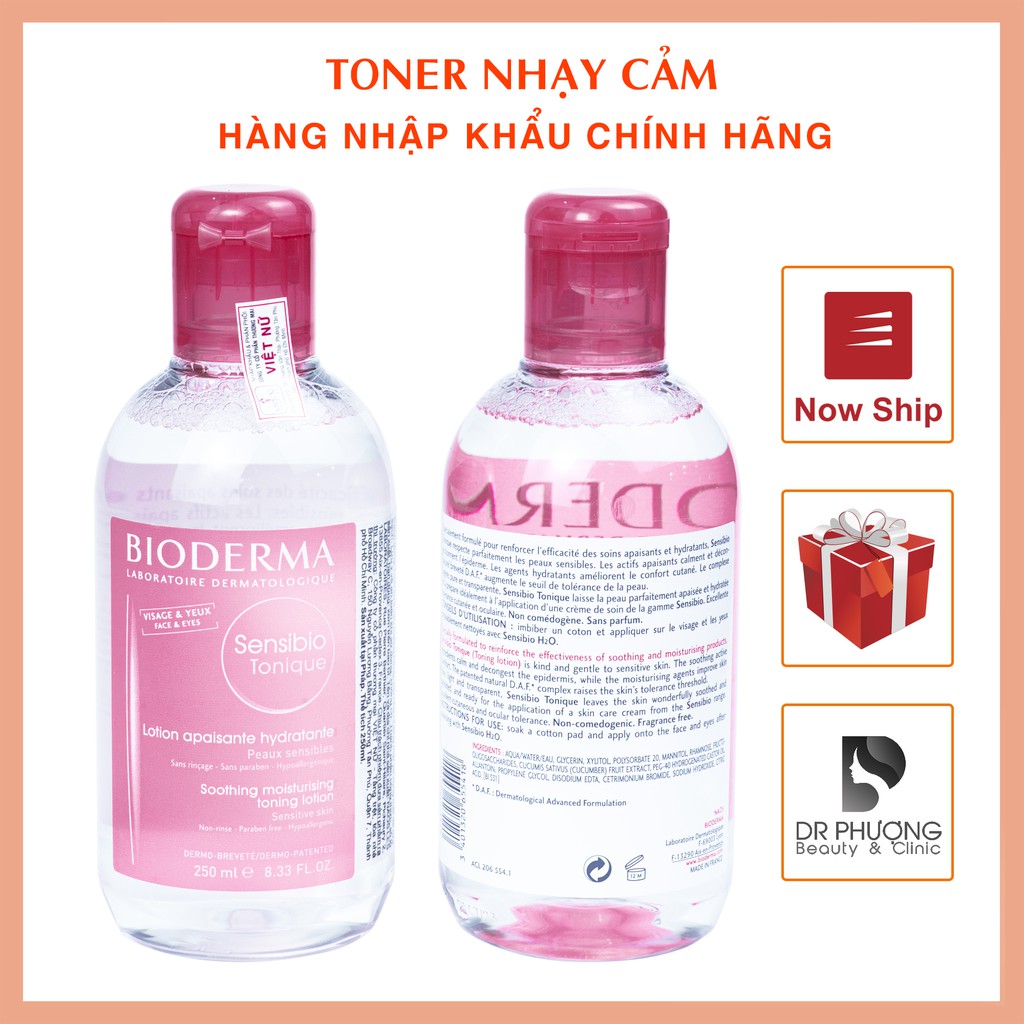 [CHÍNH HÃNG CÓ BILL] Nước hoa hồng toner cho da nhạy cảm Bioderma Sensibio Tonique