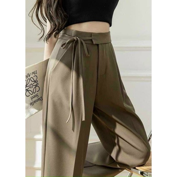 Quần Tây Âu Dáng Suông công sở nữ đẹp kiểu Hàn Quốc form rộng thắt nơ A.A