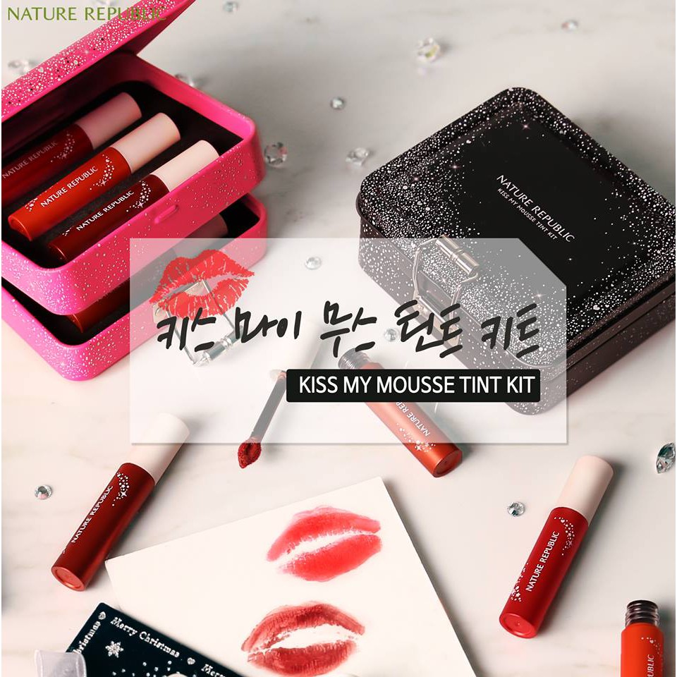 Set Son hàn quốc Nature Republic Kiss My Mousse Tint Kit