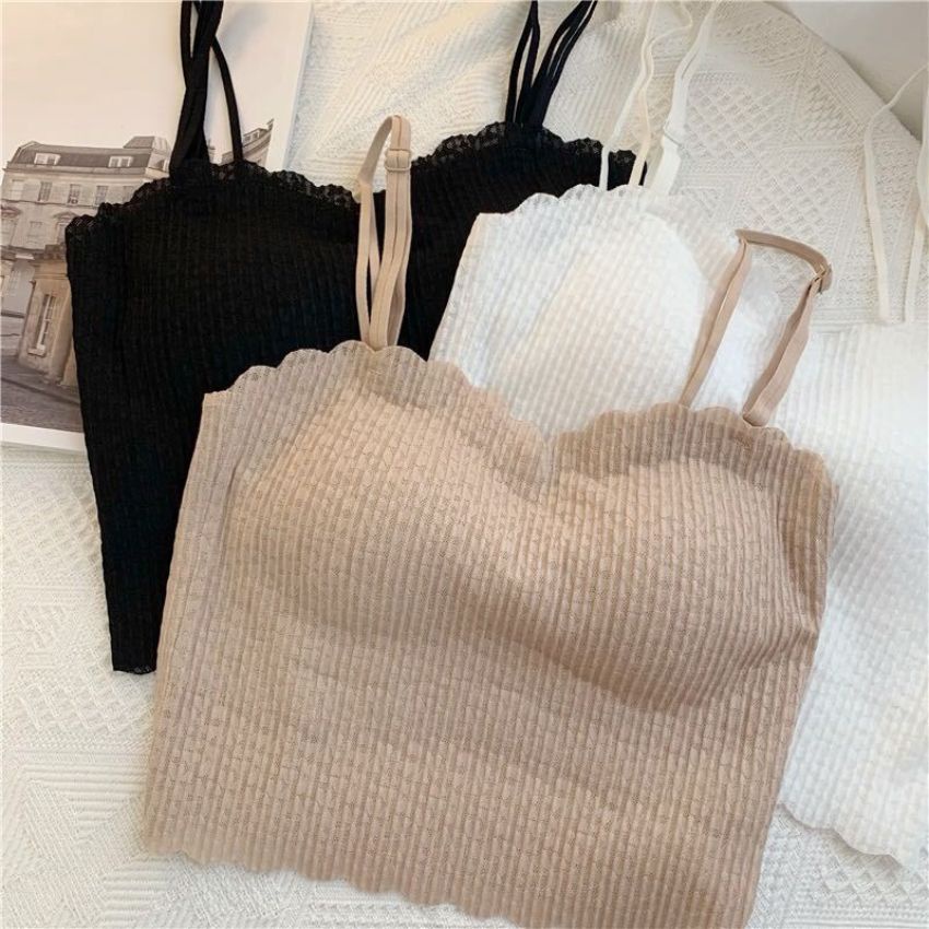 Áo bra nữ ren gân tăm, áo bra kiểu Bralette croptop lót đệm mút nâng ngực đẹp và dễ thương B2122