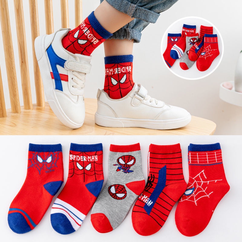 Set 5 đôi tất Cotton in hình người nhện cho bé