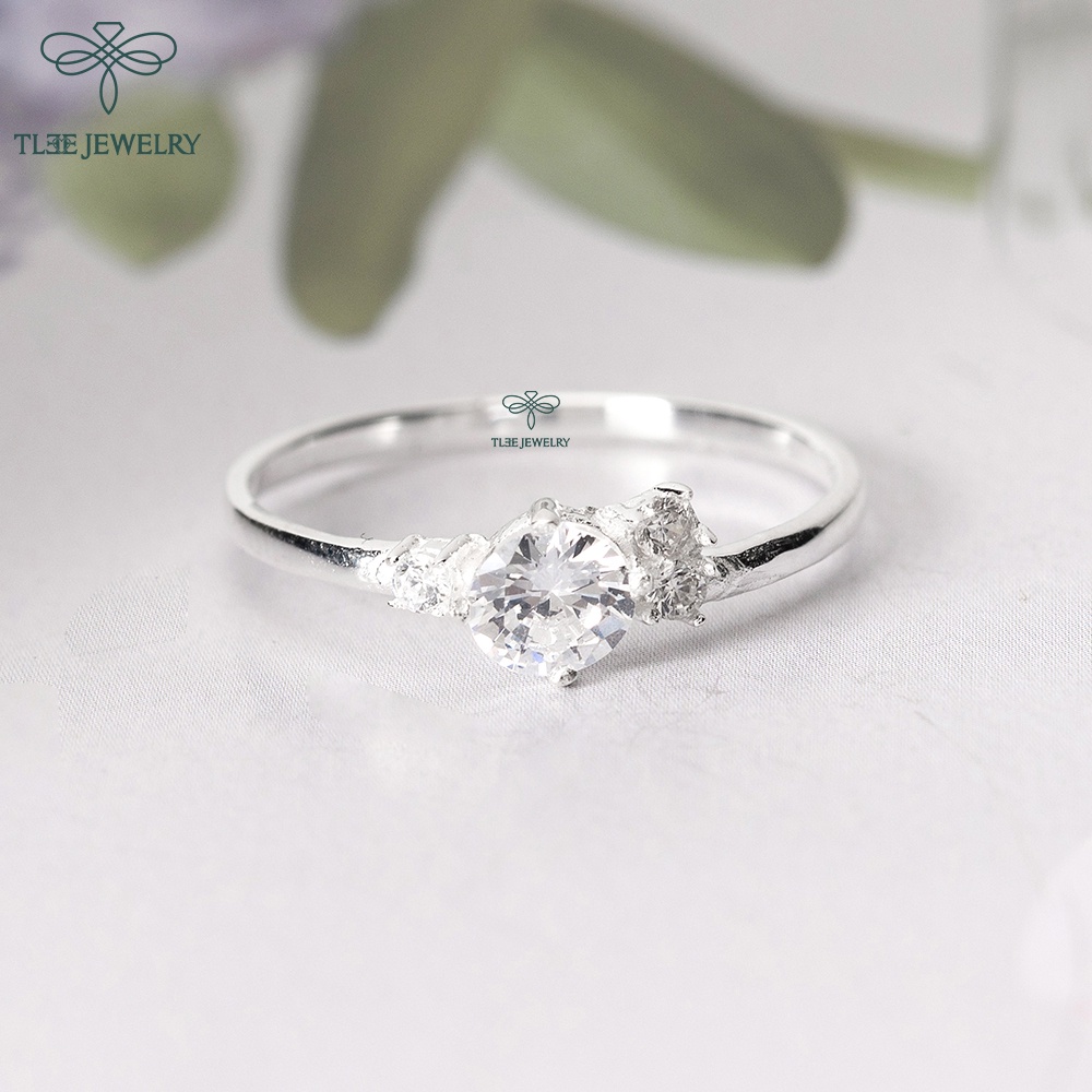 Nhẫn bạc nữ TLEE ba viên đá cách điệu sang trọng TleeJewelry A0209