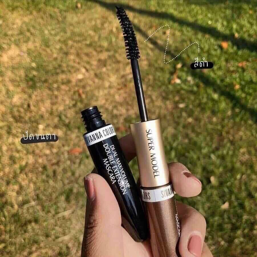 Mascara 2 Đầu SIVANNA COLORS Super Model Dual Max-Volume Double Extension