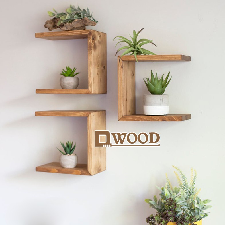 Kệ Gỗ Chữ C Treo Tường Decor Không Gian Dwood