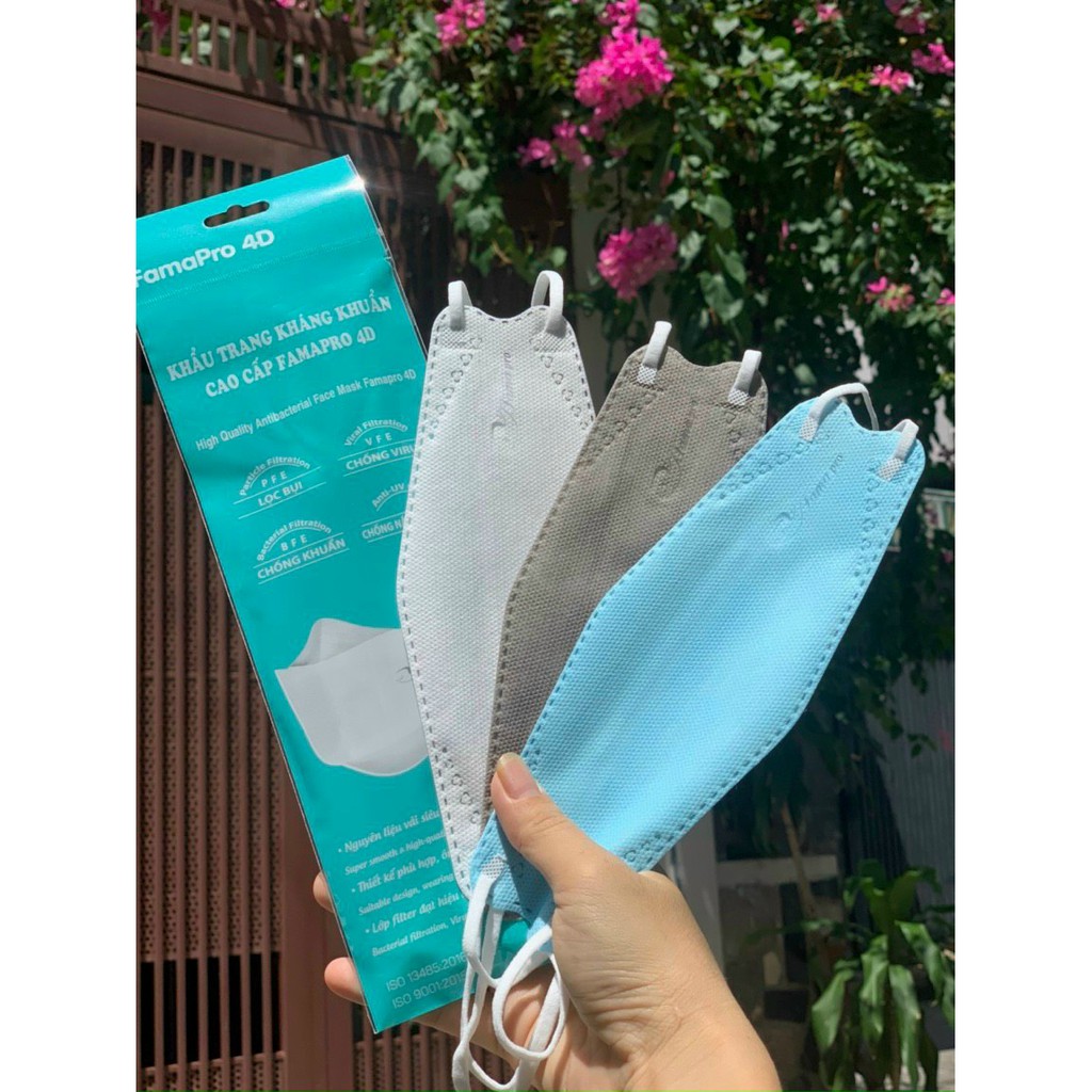 Khẩu trang y tế cao cấp kháng khuẩn Famapro 4D hàng chính hãng dạng túi (Túi 5 cái )