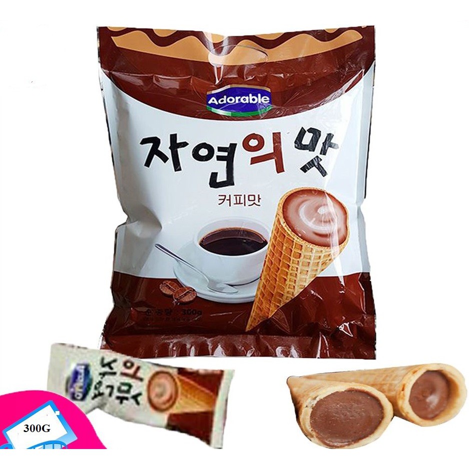 Combo 3 Bánh kem ốc quế Hàn Quốc Adorable gói 300g - Hàn Quốc