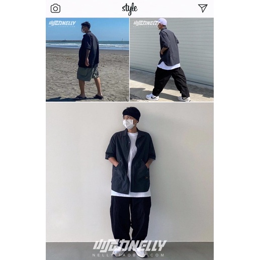 Áo sơ mi nelly sale (có sẵn) đen trơn nellyboy