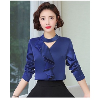 áo sơ mi kiểu cổ bèo giọt nước công sở bao xinh size S M l XL
