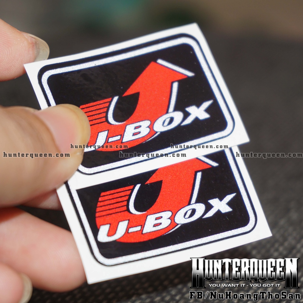 Cặp 2 tem chữ U Box dán cốp xe Future Neo, Fu X, Fu 2, anpha bụng, khoang chứa đồ Honda Ubox. Decal siêu dính