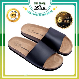 💥💥Dép UNISEX 1 quai da pu (đen) đế trấu